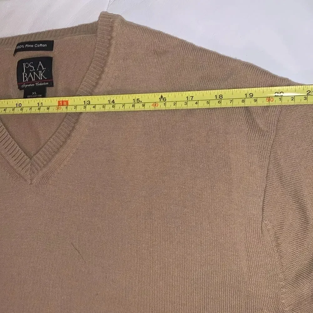 NWT Jos.A.Bank V-Neck Primary Cotton Tan Sweater Men’s Pullover Size XL